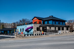 Colorful exterior of 12 Points Library in Terre Haute, Indiana